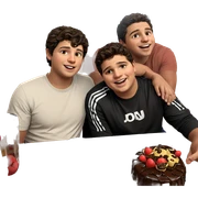 boys enjoying cake indoors sticker