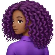 Black curly long hair lady with purple clothes from the back sticker