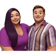smiling duo in purple dress sticker