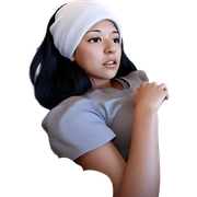 realistic girl with black hair sticker