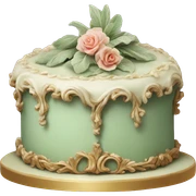 highly detailed sage rococo cake sticker