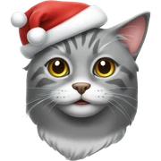 Gray Cat with Santa hat sticker