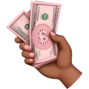 Medium brown hand holding Light pink money sticker