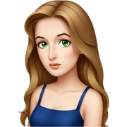 female, wearing a dress, long dark-blonde hair, dark-blue eyes sticker