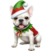 White French bulldog in Christmas elf costume sticker