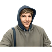 smiling boy in urban setting sticker