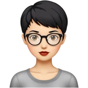 woman pixie cut black hair with glasses sticker
