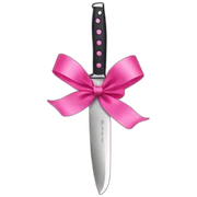 Knife with a pink ribbon sticker