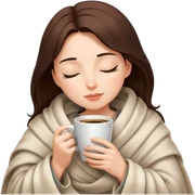 girl inside a blanket sipping coffee eyes closed sticker