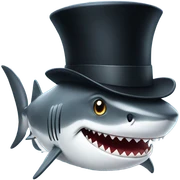 Shark with a top hat sticker