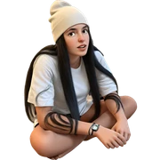 girl with long black hair sticker