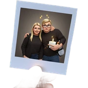 boys with glasses and candles sticker