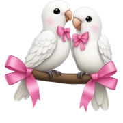White love birds doves pink bows sticker