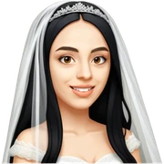 Woman with long black hair and bridal veil sticker