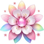 Cute Pastel pink and white Cherry Blossom Sakura Starburst iridescent Rainbow Planey sticker