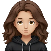 Girl with wavy brown hair wearing black hoodie  sticker