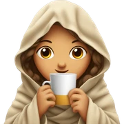 girls in a blanket with eyes close drinking coffee  sticker