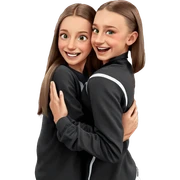 horror smiles of brown-haired twins sticker