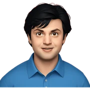 smiling boy in blue shirt sticker