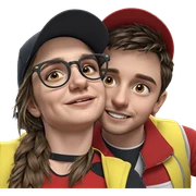 smiling girl and boy portrait sticker