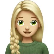 A green-eyed blonde girl dressed in an asymmetrical sweater sticker