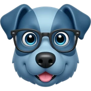 Un perro azul con unos lentes sticker