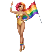 burlesque dancer with pride flag full height sticker