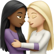 Two white girls with long black hair hugging. sticker