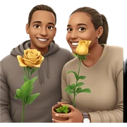 smiling couple with flower outdoors sticker