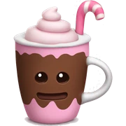 hot chocolate with pink marshmallow sticker