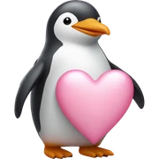 light pink penguin holding a light pink heart sticker