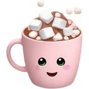 Light Pink mug of hot chocolate with marshmallows  sticker