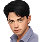 young man with black hair sticker