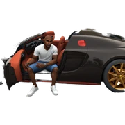 dark-skinned male sitting by car sticker