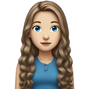 White girl with long brown hair and blue eyes sticker