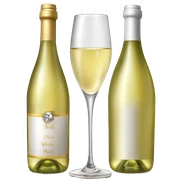 Realistic sparkling diamond glam bottle of pure white Wine and matching long stem wine glass. sticker