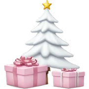 Light pink Christmas gifts under a white Christmas tree  sticker