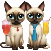 two siamese cats at a cocktail party sticker