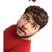 curious male in red shirt sticker