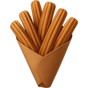 Remove the chocolate drizzle from the pile of churros in a paper cone, showing just the pile of churros in the paper cone. Keep the background transparent. The style should match the original image's look and feel. sticker