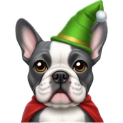 Dark grey French bulldog in elf costume sticker