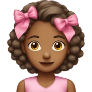 brown girl wearing a pink bow sticker