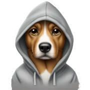 Dog wearing hoodie sticker