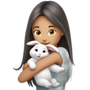 girl with cute gey rabbit sticker