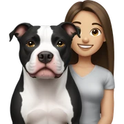 Black and white pitbull with brunette girl sticker