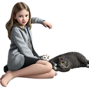 cozy girl with cat indoors sticker