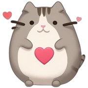 Pusheen holding heart sticker