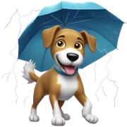 Make an emoji that the dog is dancing in the storm sticker