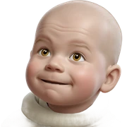 smiling bald boy in sweater sticker