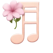Pale pink music note with pale pink flower  sticker